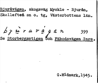 Bild på arkivkortet för arkivposten Bjuråvägen