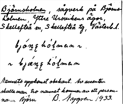 Bild på arkivkortet för arkivposten Björnsholmen