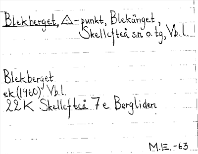 Bild på arkivkortet för arkivposten Blekberget