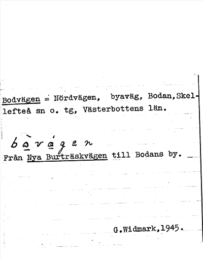 Bild på arkivkortet för arkivposten Bodvägen
