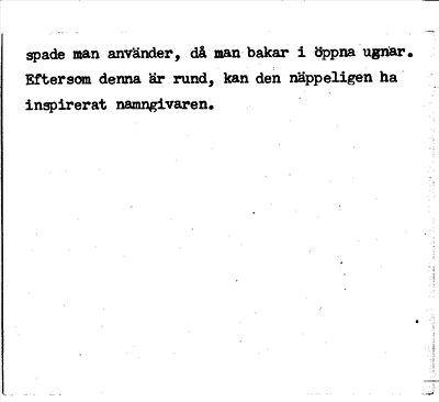 Bild på baksidan av arkivkortet för arkivposten Brödfjärdingen