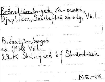 Bild på arkivkortet för arkivposten Brönstjärnberget