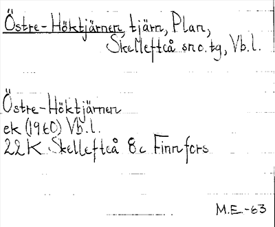 Bild på arkivkortet för arkivposten Östre-Höktjärnen