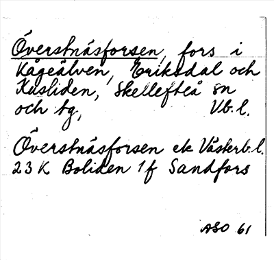 Bild på arkivkortet för arkivposten Överstnäsforsen
