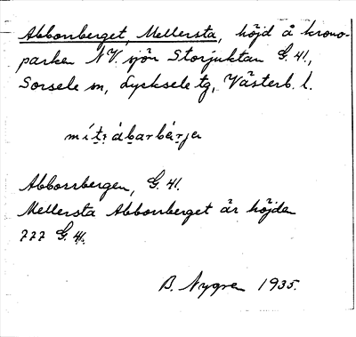 Bild på arkivkortet för arkivposten Abborrberget, Mellersta