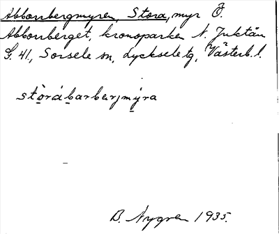 Bild på arkivkortet för arkivposten Abborrbergmyren, Stora