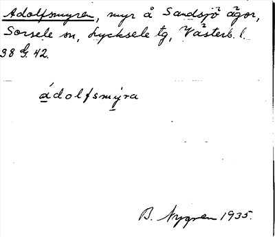 Bild på arkivkortet för arkivposten Adolfsmyren