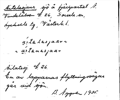 Bild på arkivkortet för arkivposten Aitelesjaur