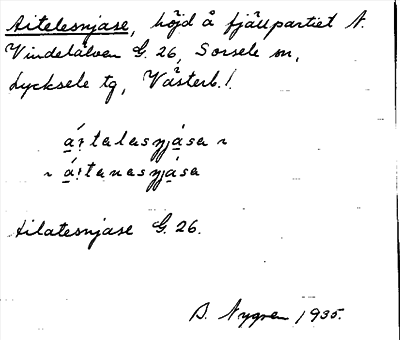 Bild på arkivkortet för arkivposten Aitelesnjase