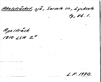 Bild på arkivkortet för arkivposten Akelsträsket