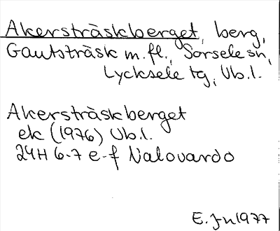 Bild på arkivkortet för arkivposten Akersträskberget