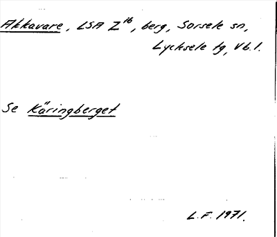 Bild på arkivkortet för arkivposten Akkavare, se Kärringberget