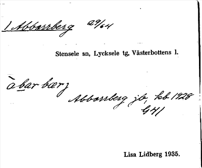 Bild på arkivkortet för arkivposten Abborrberg