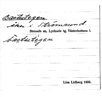 Bild på arkivkortet för arkivposten Bastutegen