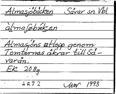 Bild på arkivkortet för arkivposten Almasjöbäcken