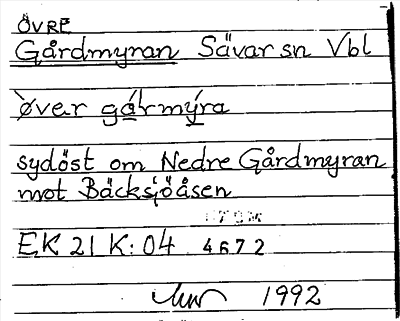 Bild på arkivkortet för arkivposten Övre Gårdmyran