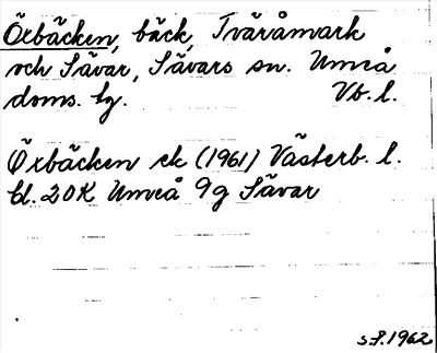 Bild på arkivkortet för arkivposten Öxbäcken