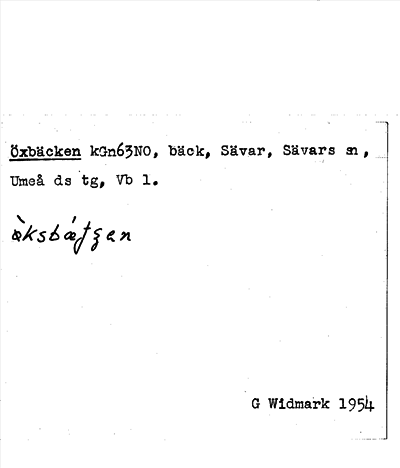 Bild på arkivkortet för arkivposten Öxbäcken