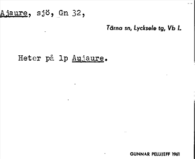 Bild på arkivkortet för arkivposten Ajaure