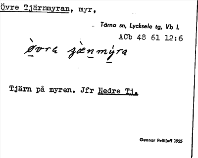 Bild på arkivkortet för arkivposten Övre Tjärnmyran