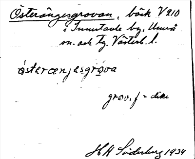 Bild på arkivkortet för arkivposten Österängesgrovan