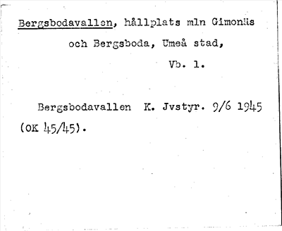 Bild på arkivkortet för arkivposten Bergsbodavallen