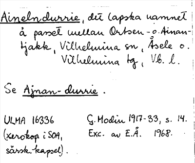 Bild på arkivkortet för arkivposten Ainelndurrie, se Ajnan-durrie