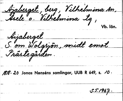 Bild på arkivkortet för arkivposten Ajaberget