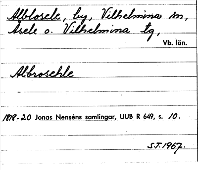 Bild på arkivkortet för arkivposten Alblosele