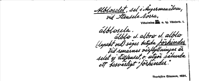Bild på arkivkortet för arkivposten Albloselet