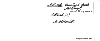 Bild på arkivkortet för arkivposten Alblovik