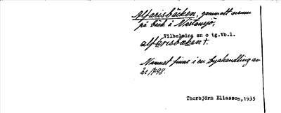 Bild på arkivkortet för arkivposten Alfarisbäcken