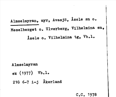 Bild på arkivkortet för arkivposten Almselmyran