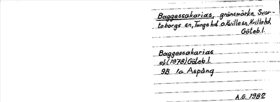 Bild på arkivkortet för arkivposten Baggessakarias