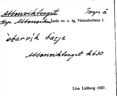 Bild på arkivkortet för arkivposten Abborrvikberget