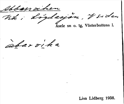 Bild på arkivkortet för arkivposten Abborrviken