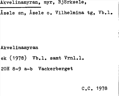 Bild på arkivkortet för arkivposten Akvelinamyran