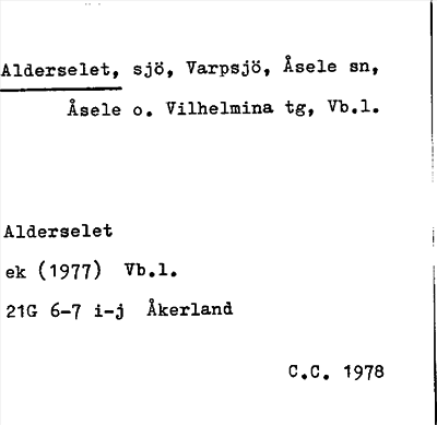 Bild på arkivkortet för arkivposten Alderselet