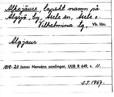 Bild på arkivkortet för arkivposten Alkejäure