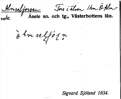 Bild på arkivkortet för arkivposten Almselforsen