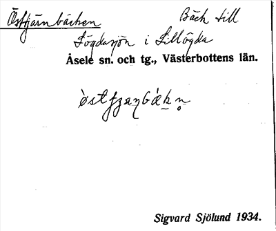 Bild på arkivkortet för arkivposten Östtjärnbäcken