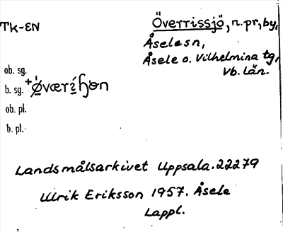 Bild på arkivkortet för arkivposten Överrissjö
