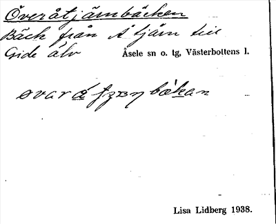 Bild på arkivkortet för arkivposten Överåtjärnbäcken