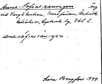 Bild på arkivkortet för arkivposten Anna-Sofias raningen