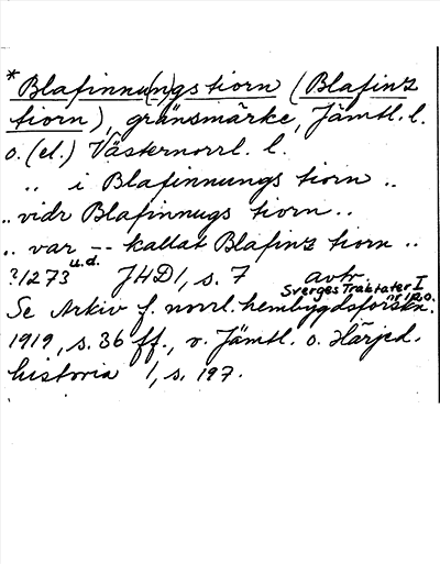 Bild på arkivkortet för arkivposten *Blafinnu(n)gstiorn (Blafinztiorn)