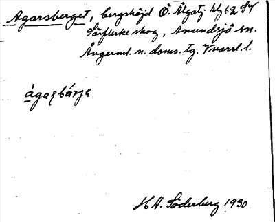 Bild på arkivkortet för arkivposten Agarsberget