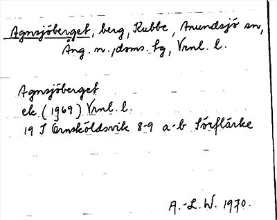 Bild på arkivkortet för arkivposten Agnsjöberget