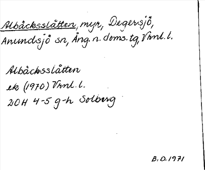 Bild på arkivkortet för arkivposten Albäcksslåtten