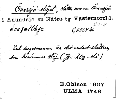 Bild på arkivkortet för arkivposten Översjö-slöjet