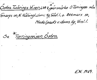 Bild på arkivkortet för arkivposten Östra Twärings Wisen, se *Torringsvisen, Östra